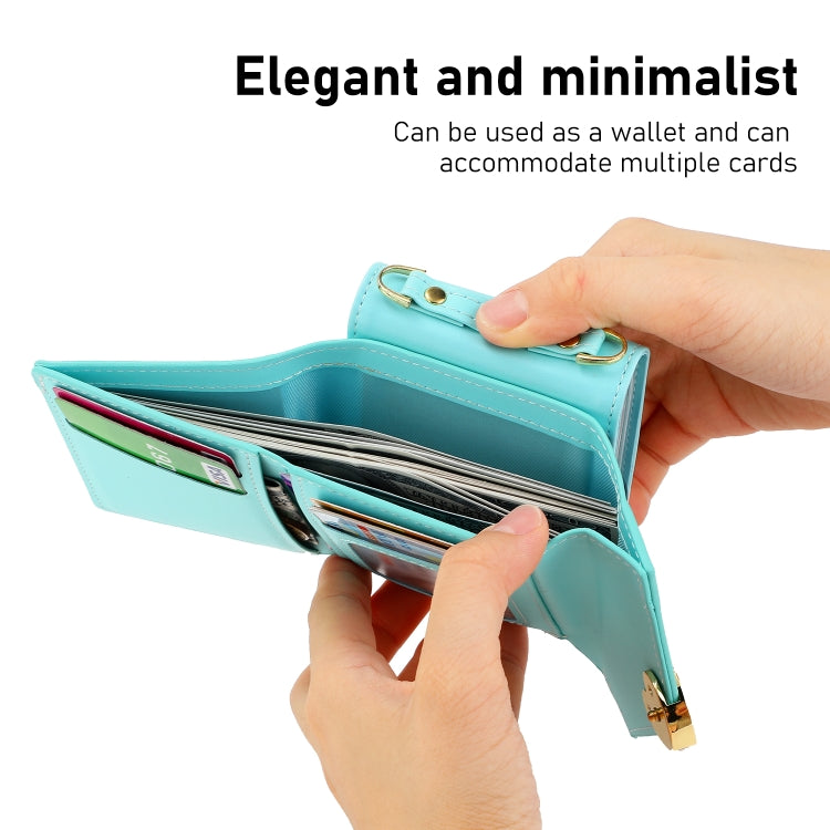 For Samsung Galaxy Z Flip4 POLA Color Block Love Buckle Multi-Card Slots Wallet Phone Case(Blue) - Galaxy Z Flip4 5G Cases by POLA | Online Shopping UK | buy2fix