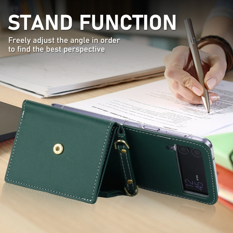 For Samsung Galaxy Z Flip4 POLA Color Block Love Buckle Multi-Card Slots Wallet Phone Case(Green) - Galaxy Z Flip4 5G Cases by POLA | Online Shopping UK | buy2fix