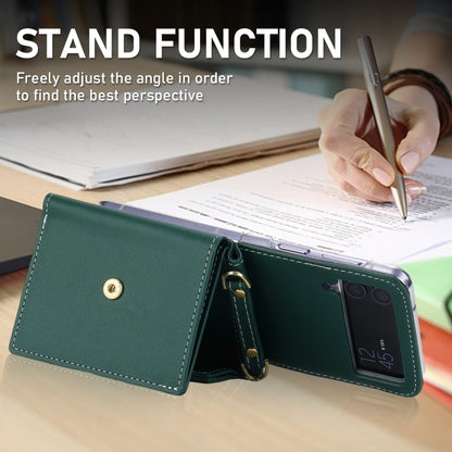 For Samsung Galaxy Z Flip4 POLA Color Block Love Buckle Multi-Card Slots Wallet Phone Case(Green) - Galaxy Z Flip4 5G Cases by POLA | Online Shopping UK | buy2fix