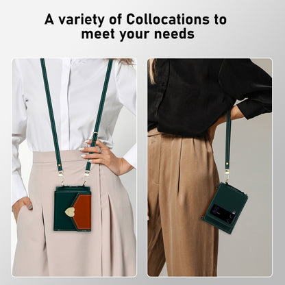 For Samsung Galaxy Z Flip4 POLA Color Block Love Buckle Multi-Card Slots Wallet Phone Case(Green) - Galaxy Z Flip4 5G Cases by POLA | Online Shopping UK | buy2fix