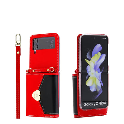 For Samsung Galaxy Z Flip4 POLA Color Block Love Buckle Multi-Card Slots Wallet Phone Case(Red) - Galaxy Z Flip4 5G Cases by POLA | Online Shopping UK | buy2fix