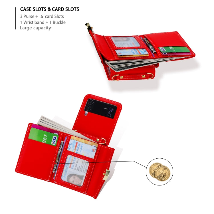 For Samsung Galaxy Z Flip4 POLA Color Block Love Buckle Multi-Card Slots Wallet Phone Case(Red) - Galaxy Z Flip4 5G Cases by POLA | Online Shopping UK | buy2fix