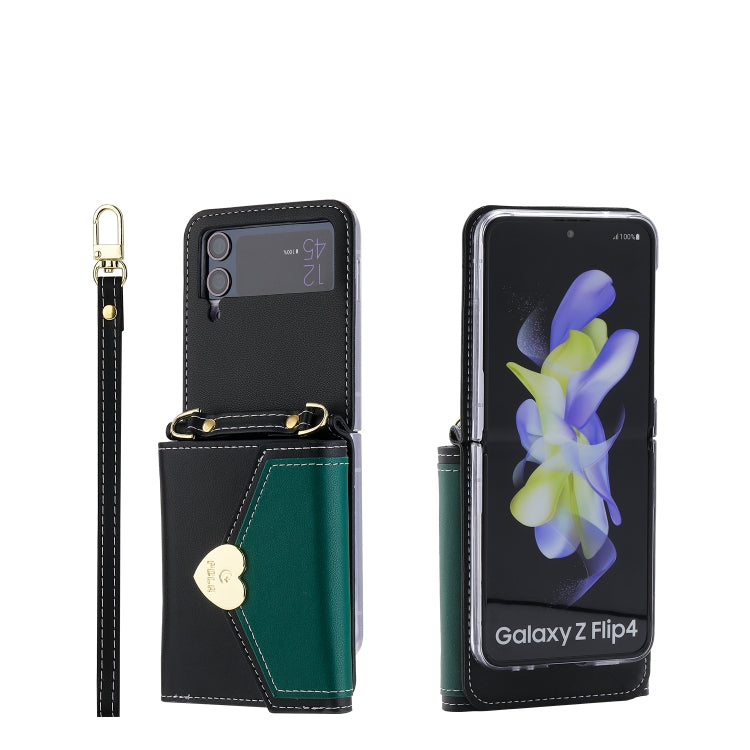 For Samsung Galaxy Z Flip4 POLA Color Block Love Buckle Multi-Card Slots Wallet Phone Case(Black) - Galaxy Z Flip4 5G Cases by POLA | Online Shopping UK | buy2fix