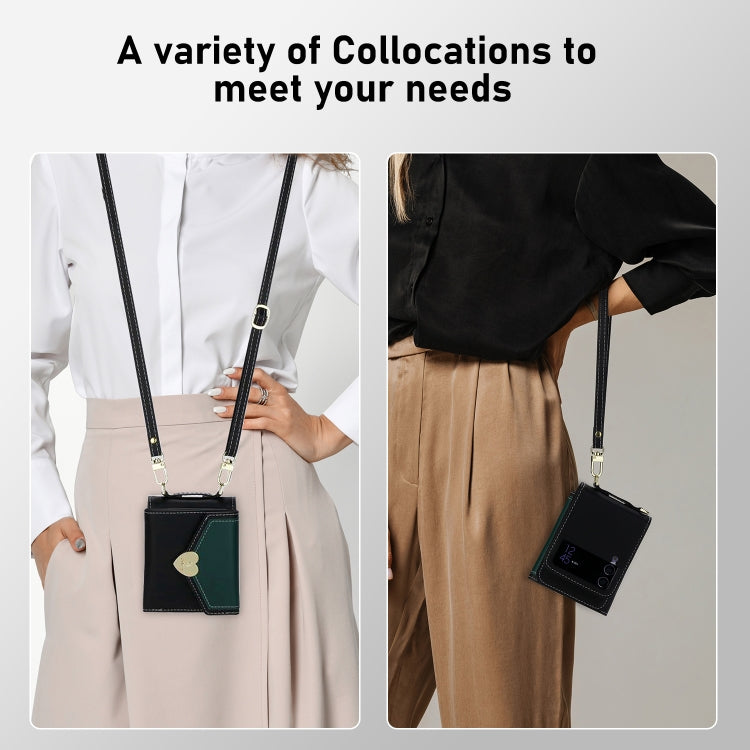 For Samsung Galaxy Z Flip4 POLA Color Block Love Buckle Multi-Card Slots Wallet Phone Case(Black) - Galaxy Z Flip4 5G Cases by POLA | Online Shopping UK | buy2fix