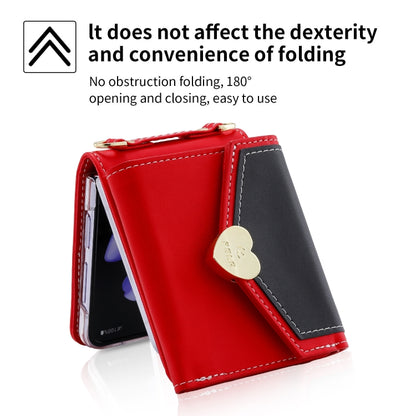 For Samsung Galaxy Z Flip3 5G POLA Color Block Love Buckle Multi-Card Slots Wallet Phone Case(Red) - Galaxy Phone Cases by POLA | Online Shopping UK | buy2fix