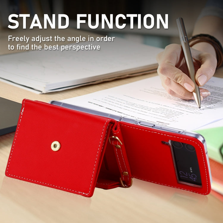 For Samsung Galaxy Z Flip3 5G POLA Color Block Love Buckle Multi-Card Slots Wallet Phone Case(Red) - Galaxy Phone Cases by POLA | Online Shopping UK | buy2fix