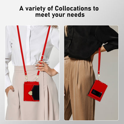 For Samsung Galaxy Z Flip3 5G POLA Color Block Love Buckle Multi-Card Slots Wallet Phone Case(Red) - Galaxy Phone Cases by POLA | Online Shopping UK | buy2fix