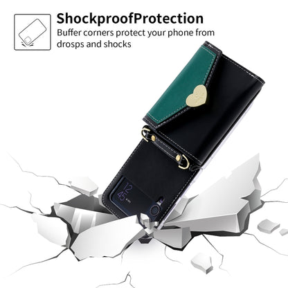 For Samsung Galaxy Z Flip3 5G POLA Color Block Love Buckle Multi-Card Slots Wallet Phone Case(Black) - Galaxy Phone Cases by POLA | Online Shopping UK | buy2fix