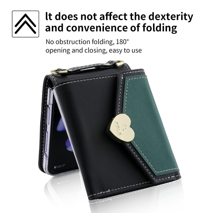For Samsung Galaxy Z Flip3 5G POLA Color Block Love Buckle Multi-Card Slots Wallet Phone Case(Black) - Galaxy Phone Cases by POLA | Online Shopping UK | buy2fix
