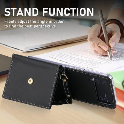 For Samsung Galaxy Z Flip3 5G POLA Color Block Love Buckle Multi-Card Slots Wallet Phone Case(Black) - Galaxy Phone Cases by POLA | Online Shopping UK | buy2fix