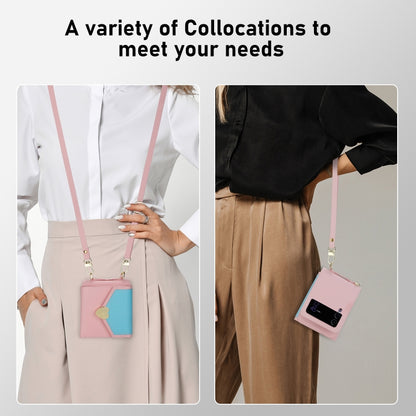 For Samsung Galaxy Z Flip3 5G POLA Color Block Love Buckle Multi-Card Slots Wallet Phone Case(Pink) - Galaxy Phone Cases by POLA | Online Shopping UK | buy2fix
