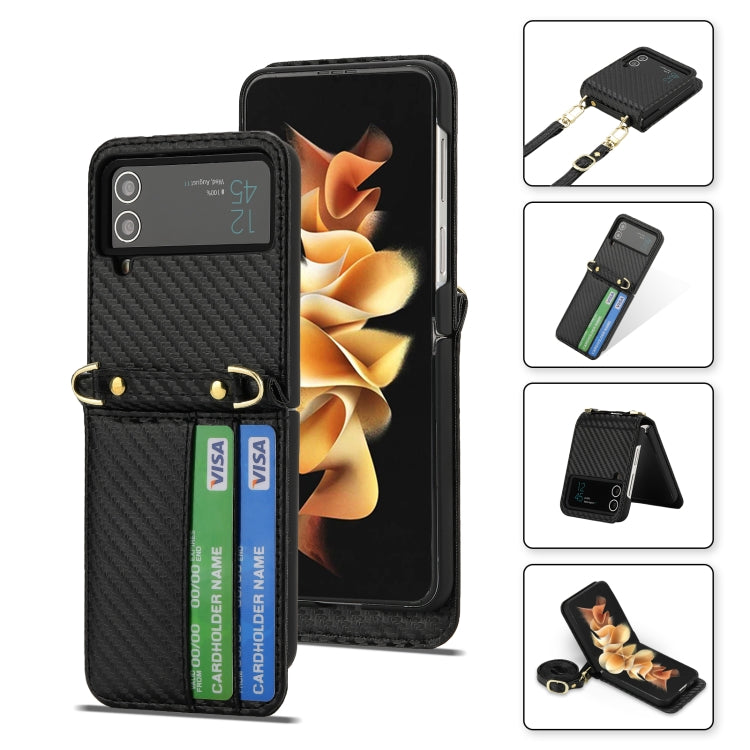 For Samsung Galaxy Z Flip4 POLA Light Luxury Card Slots Leather Phone Case(Black) - Galaxy Z Flip4 5G Cases by POLA | Online Shopping UK | buy2fix
