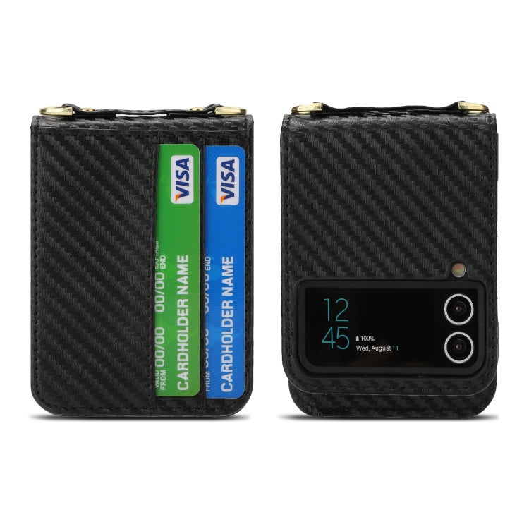 For Samsung Galaxy Z Flip4 POLA Light Luxury Card Slots Leather Phone Case(Black) - Galaxy Z Flip4 5G Cases by POLA | Online Shopping UK | buy2fix