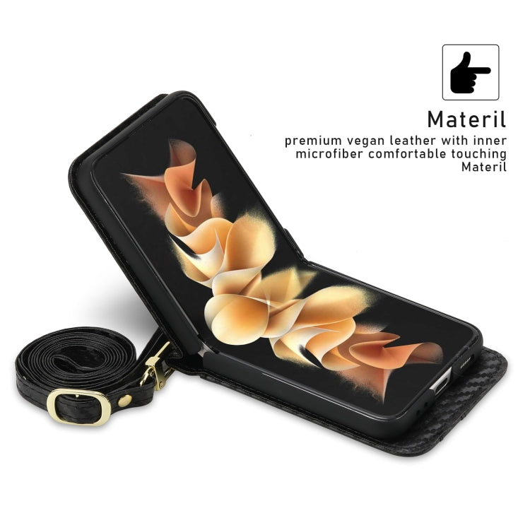 For Samsung Galaxy Z Flip4 POLA Light Luxury Card Slots Leather Phone Case(Black) - Galaxy Z Flip4 5G Cases by POLA | Online Shopping UK | buy2fix