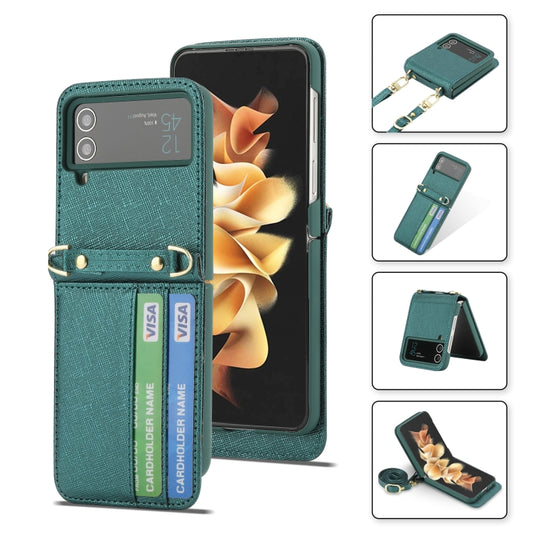 For Samsung Galaxy Z Flip4 POLA Light Luxury Card Slots Leather Phone Case(Green) - Galaxy Z Flip4 5G Cases by POLA | Online Shopping UK | buy2fix