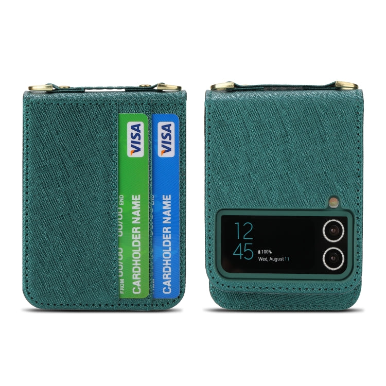 For Samsung Galaxy Z Flip4 POLA Light Luxury Card Slots Leather Phone Case(Green) - Galaxy Z Flip4 5G Cases by POLA | Online Shopping UK | buy2fix