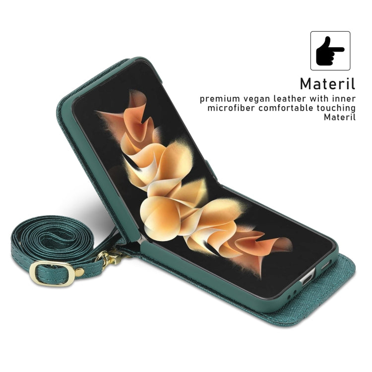 For Samsung Galaxy Z Flip4 POLA Light Luxury Card Slots Leather Phone Case(Green) - Galaxy Z Flip4 5G Cases by POLA | Online Shopping UK | buy2fix