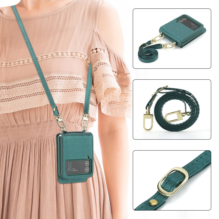 For Samsung Galaxy Z Flip4 POLA Light Luxury Card Slots Leather Phone Case(Green) - Galaxy Z Flip4 5G Cases by POLA | Online Shopping UK | buy2fix