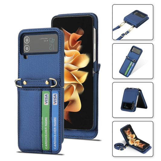 For Samsung Galaxy Z Flip4 POLA Light Luxury Card Slots Leather Phone Case(Blue) - Galaxy Z Flip4 5G Cases by POLA | Online Shopping UK | buy2fix