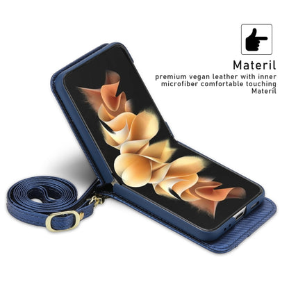 For Samsung Galaxy Z Flip4 POLA Light Luxury Card Slots Leather Phone Case(Blue) - Galaxy Z Flip4 5G Cases by POLA | Online Shopping UK | buy2fix