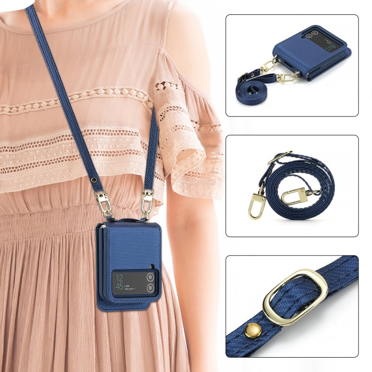 For Samsung Galaxy Z Flip4 POLA Light Luxury Card Slots Leather Phone Case(Blue) - Galaxy Z Flip4 5G Cases by POLA | Online Shopping UK | buy2fix