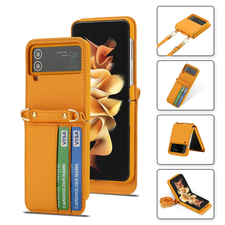 For Samsung Galaxy Z Flip4 POLA Light Luxury Card Slots Leather Phone Case(Yellow) - Galaxy Z Flip4 5G Cases by POLA | Online Shopping UK | buy2fix
