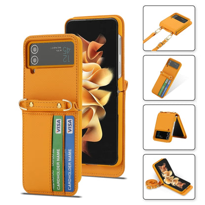 For Samsung Galaxy Z Flip4 POLA Light Luxury Card Slots Leather Phone Case(Yellow) - Galaxy Z Flip4 5G Cases by POLA | Online Shopping UK | buy2fix