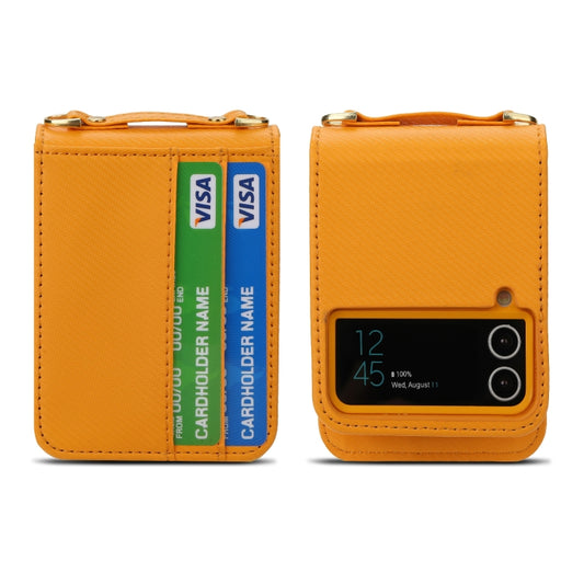 For Samsung Galaxy Z Flip4 POLA Light Luxury Card Slots Leather Phone Case(Yellow) - Galaxy Z Flip4 5G Cases by POLA | Online Shopping UK | buy2fix