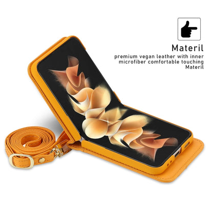 For Samsung Galaxy Z Flip4 POLA Light Luxury Card Slots Leather Phone Case(Yellow) - Galaxy Z Flip4 5G Cases by POLA | Online Shopping UK | buy2fix