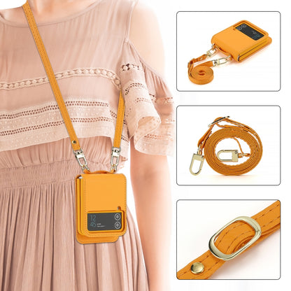 For Samsung Galaxy Z Flip4 POLA Light Luxury Card Slots Leather Phone Case(Yellow) - Galaxy Z Flip4 5G Cases by POLA | Online Shopping UK | buy2fix