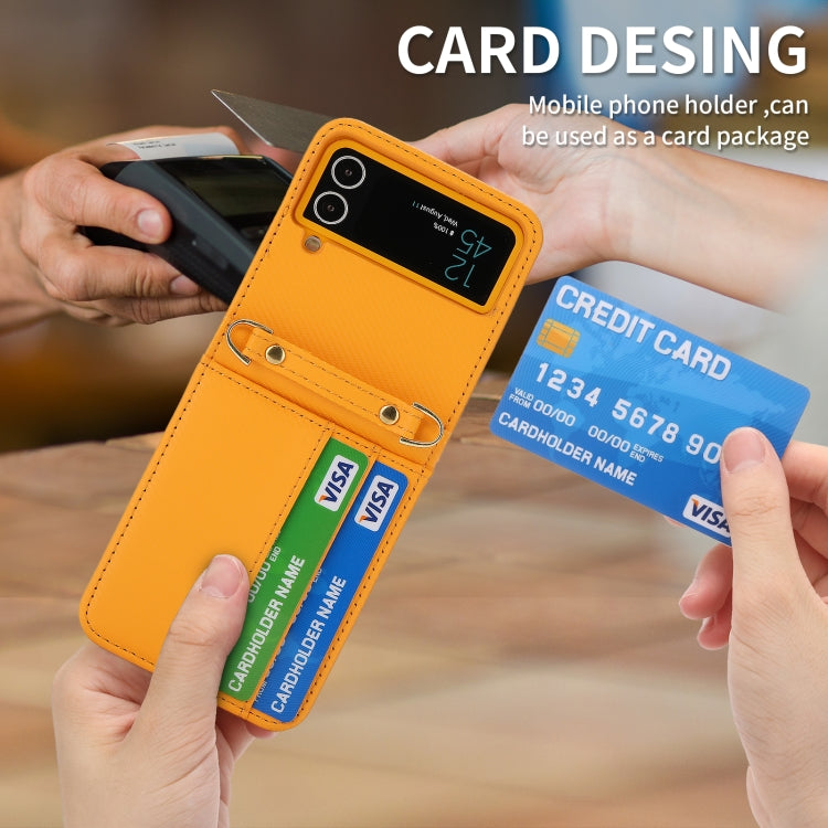 For Samsung Galaxy Z Flip4 POLA Light Luxury Card Slots Leather Phone Case(Yellow) - Galaxy Z Flip4 5G Cases by POLA | Online Shopping UK | buy2fix