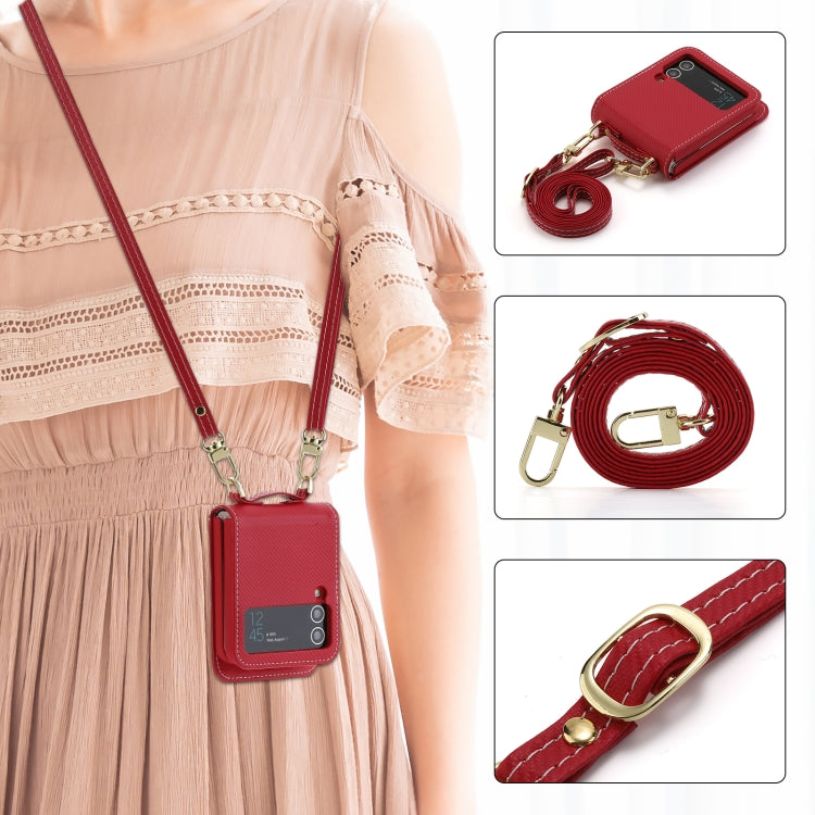 For Samsung Galaxy Z Flip4 POLA Light Luxury Card Slots Leather Phone Case(Red) - Galaxy Z Flip4 5G Cases by POLA | Online Shopping UK | buy2fix