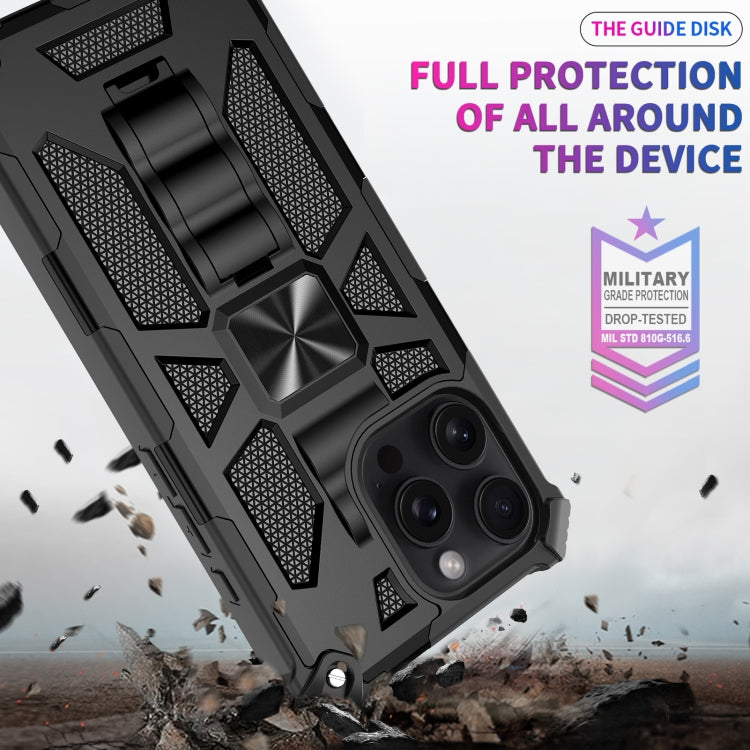 For iPhone 16 Pro Armor Shockproof TPU + PC Magnetic Phone Case with Holder(Black) by buy2fix