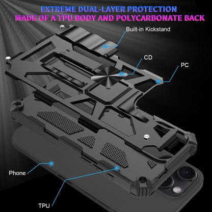 For iPhone 16 Pro Armor Shockproof TPU + PC Magnetic Phone Case with Holder(Black) by buy2fix