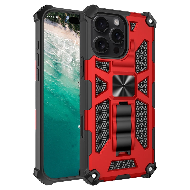 For iPhone 16 Pro Armor Shockproof TPU + PC Magnetic Phone Case with Holder(Red) by buy2fix