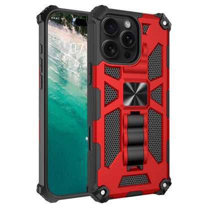 For iPhone 16 Pro Armor Shockproof TPU + PC Magnetic Phone Case with Holder(Red) by buy2fix
