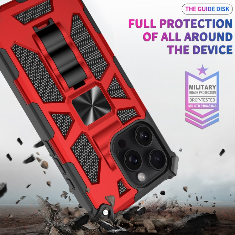 For iPhone 16 Pro Armor Shockproof TPU + PC Magnetic Phone Case with Holder(Red) by buy2fix