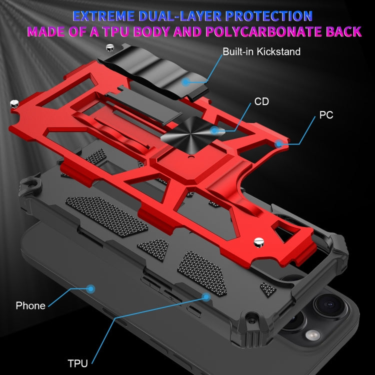 For iPhone 16 Pro Armor Shockproof TPU + PC Magnetic Phone Case with Holder(Red) by buy2fix