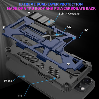 For iPhone 16 Pro Armor Shockproof TPU Hybrid PC Magnetic Phone Case with Holder(Blue) - iPhone 16 Pro Cases by buy2fix | Online Shopping UK | buy2fix