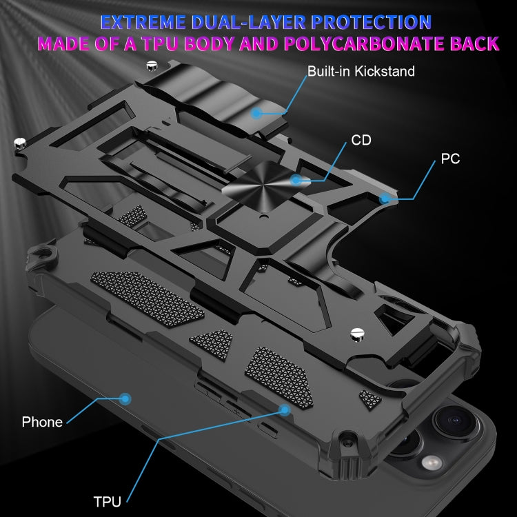 For iPhone 16 Pro Armor Shockproof TPU Hybrid PC Magnetic Phone Case with Holder(Gold) - iPhone 16 Pro Cases by buy2fix | Online Shopping UK | buy2fix