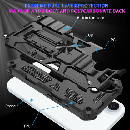 For iPhone 16 Armor Shockproof TPU + PC Magnetic Phone Case with Holder(Black) by buy2fix