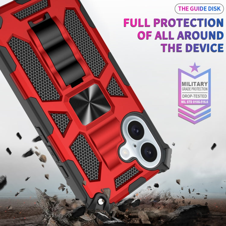 For iPhone 16 Armor Shockproof TPU + PC Magnetic Phone Case with Holder(Red) by buy2fix
