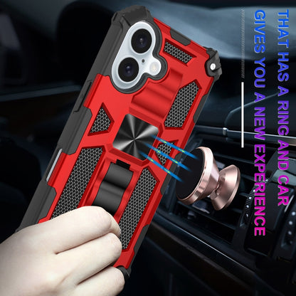 For iPhone 16 Armor Shockproof TPU + PC Magnetic Phone Case with Holder(Red) by buy2fix