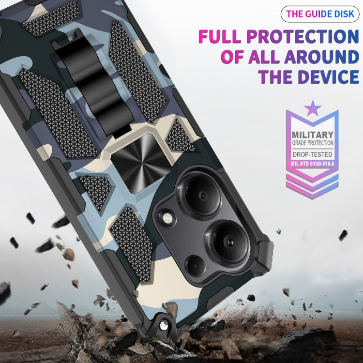 For iPhone 16 Pro Max Camouflage Armor Kickstand TPU + PC Magnetic Phone Case(Navy Blue) by buy2fix