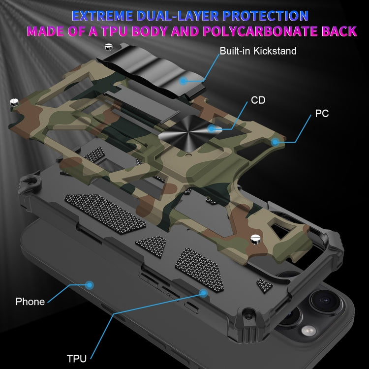 For iPhone 16 Pro Max Camouflage Armor Kickstand TPU Hybrid PC Magnetic Phone Case(Mint Green) - iPhone 16 Pro Max Cases by buy2fix | Online Shopping UK | buy2fix