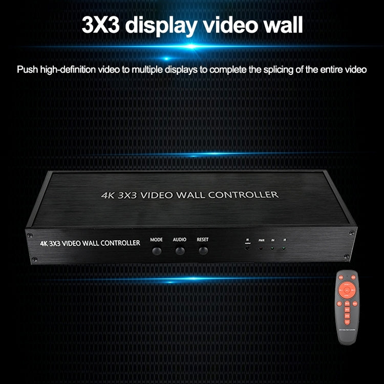 NK-BT88 4K 3x3 HDMI Video Wall Controller Multi-screen Splicing Processor with Remote Controller, Plug:US Plug - Splitter by buy2fix | Online Shopping UK | buy2fix