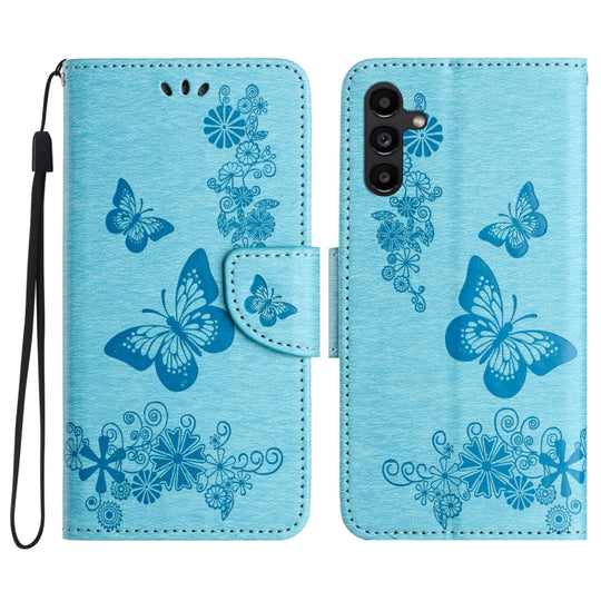 For Samsung Galaxy A36 / A56 5G Butterfly Embossed Flip Leather Phone Case(Blue)