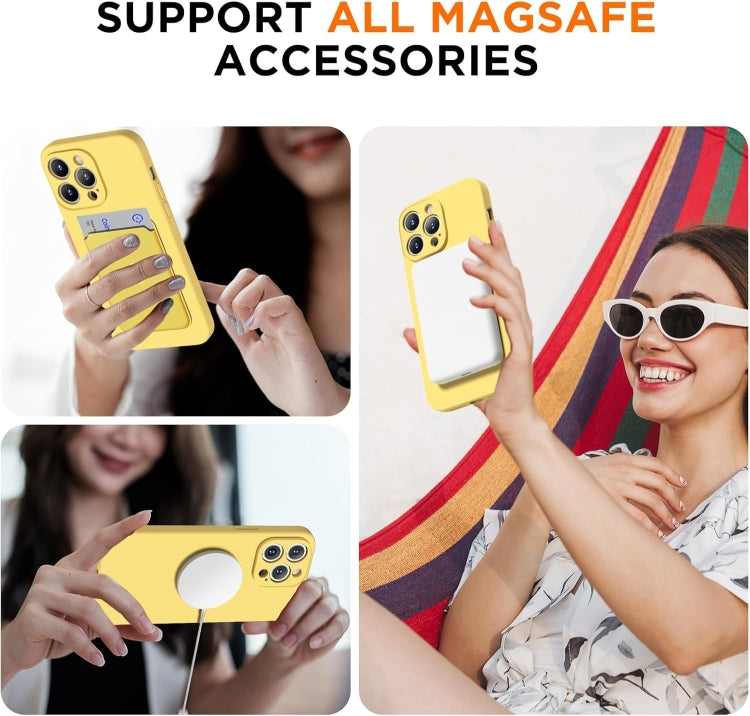 For iPhone 16 Silicone Suction Cup MagSafe Phone Case with Screen Film(Yellow) - iPhone 16 Cases by buy2fix | Online Shopping UK | buy2fix