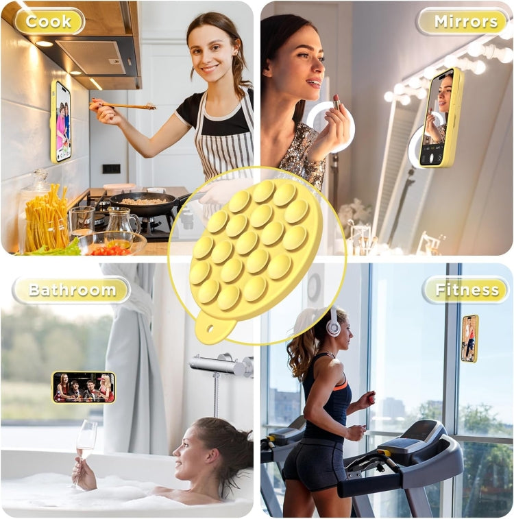 For iPhone 16 Silicone Suction Cup MagSafe Phone Case with Screen Film(Yellow) - iPhone 16 Cases by buy2fix | Online Shopping UK | buy2fix