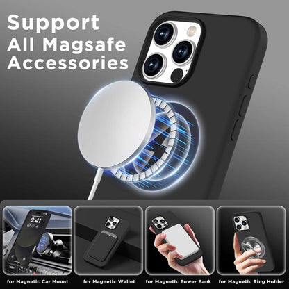 For iPhone 16 Silicone Suction Cup MagSafe Phone Case with Screen Film & Lens Film(Black) by buy2fix